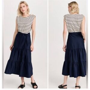 Veronica Beard NWT Pazila Cotton Midi Dress Off White/Marine‎ Women's Size Small